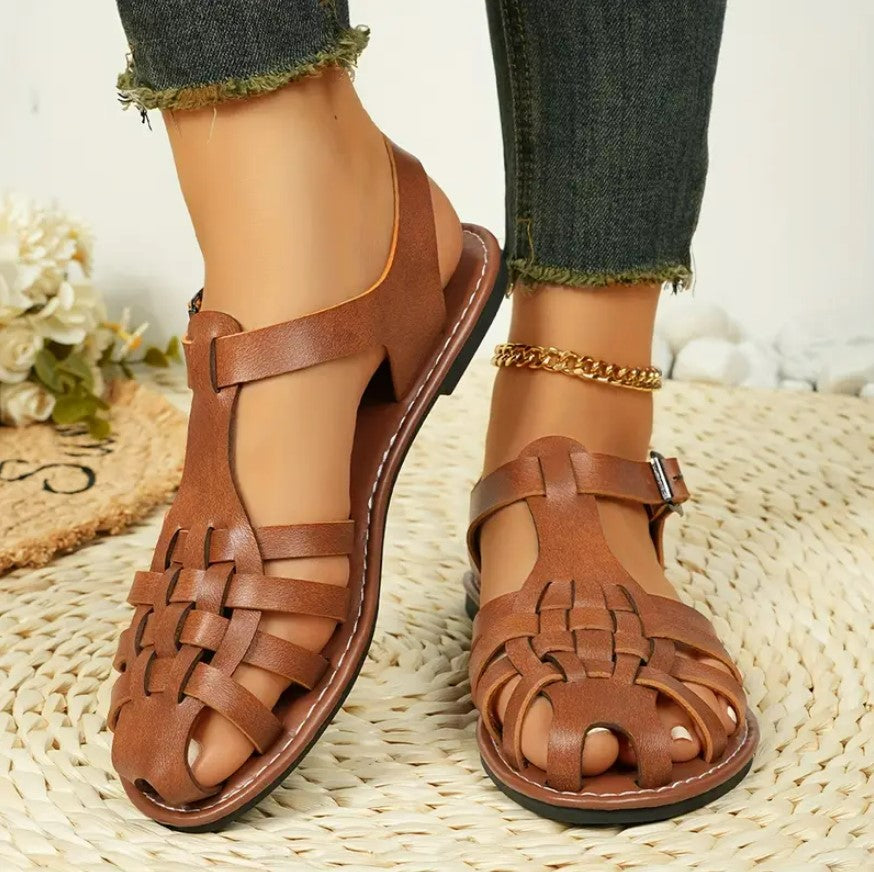 NTOMBI- Braided closed-toe ankle-strap sandals