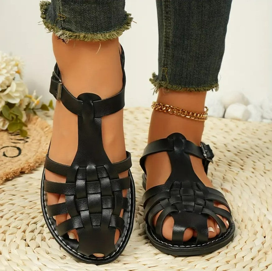 NTOMBI- Braided closed-toe ankle-strap sandals
