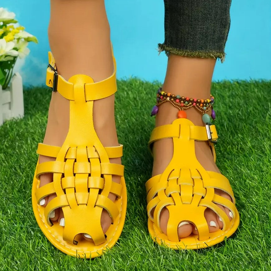 NTOMBI- Braided closed-toe ankle-strap sandals