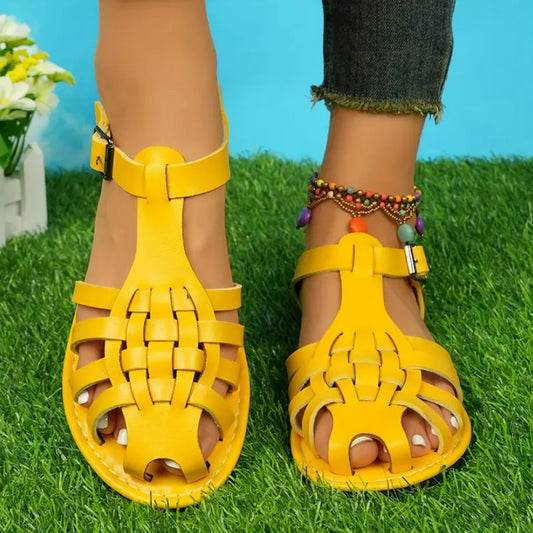 NTOMBI- Braided closed-toe ankle-strap sandals