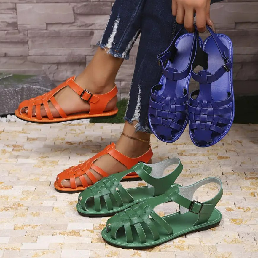 NTOMBI- Braided closed-toe ankle-strap sandals