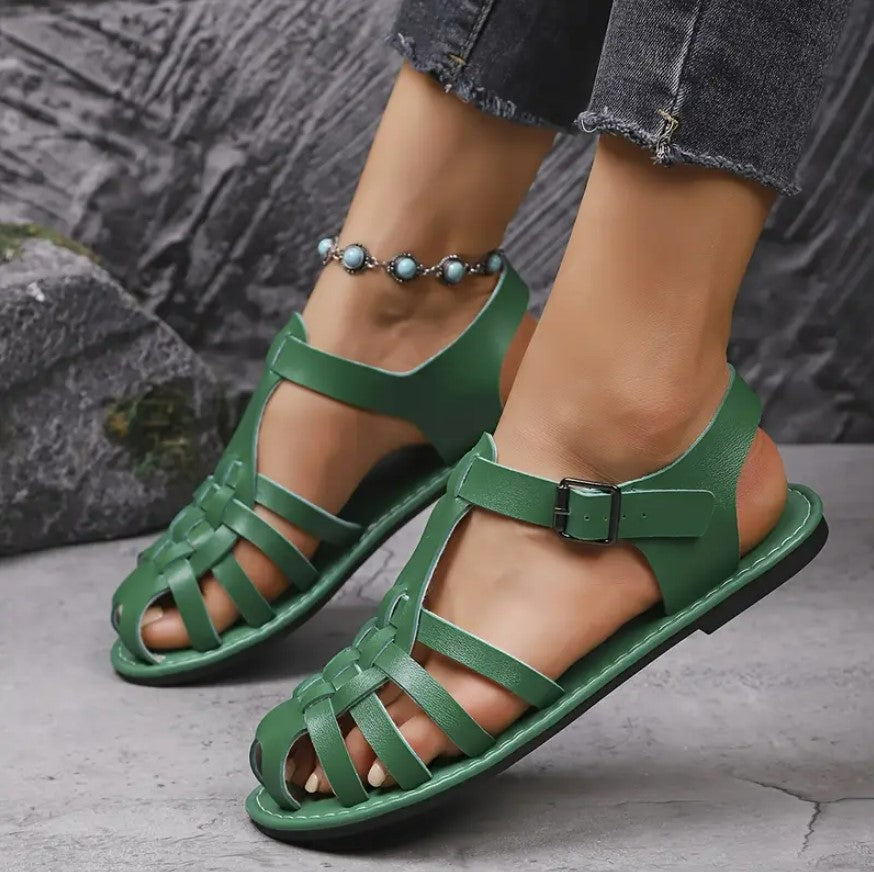 NTOMBI- Braided closed-toe ankle-strap sandals