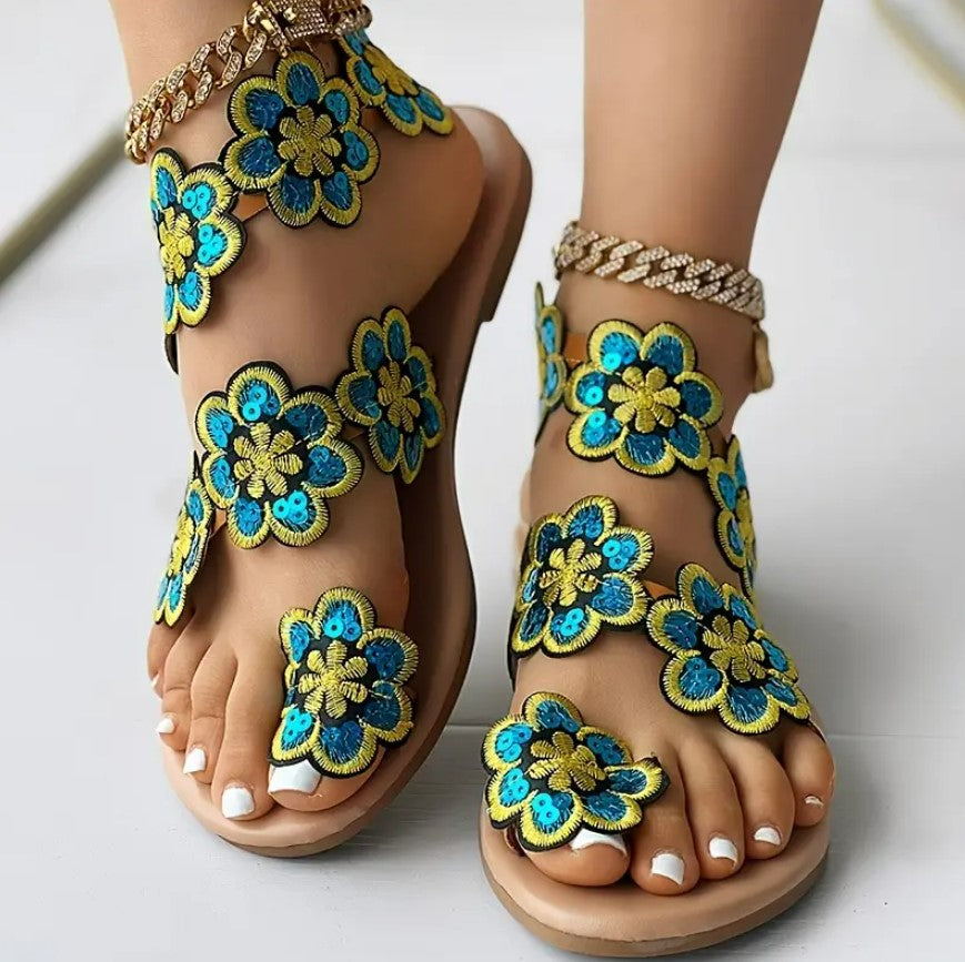 LAILA- Floral toe-loop sandals
