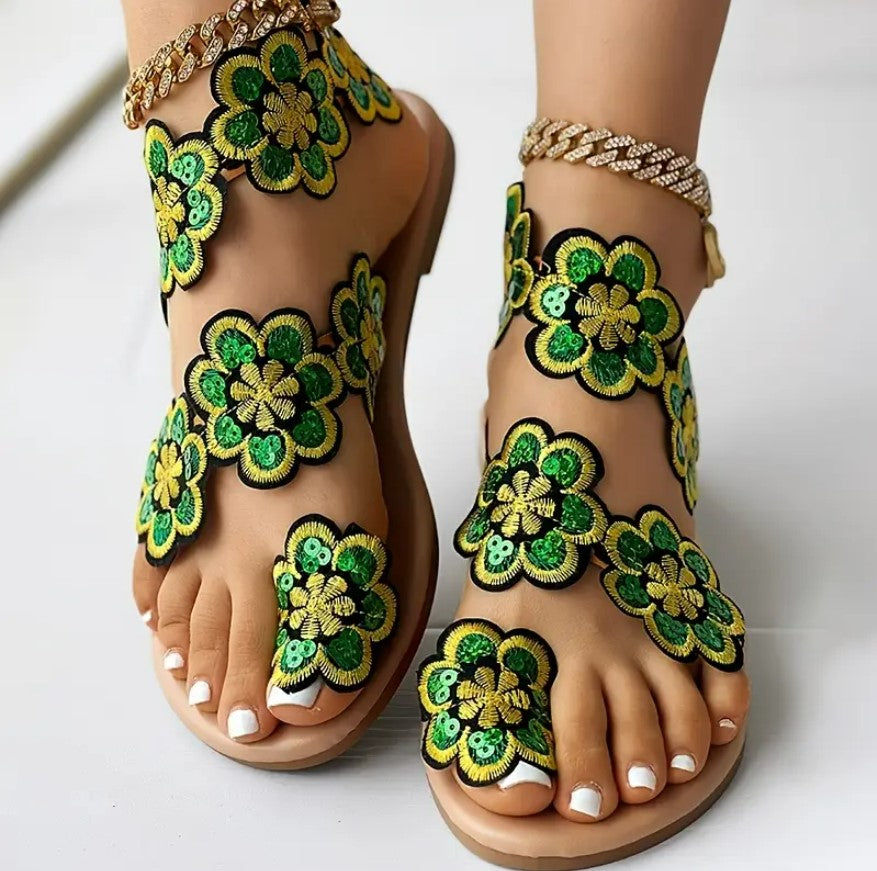 LAILA- Floral toe-loop sandals