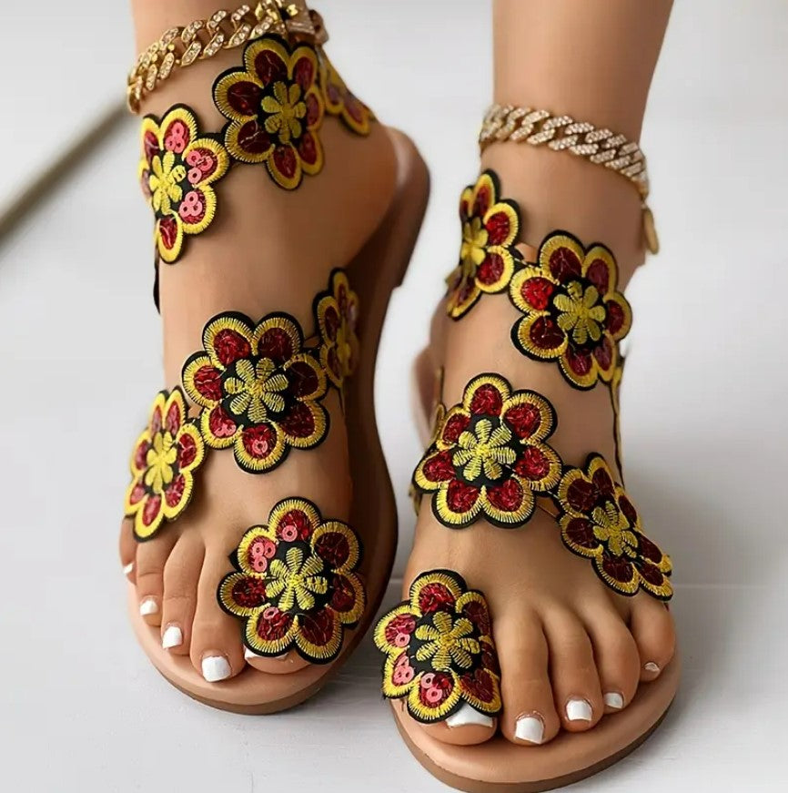 LAILA- Floral toe-loop sandals