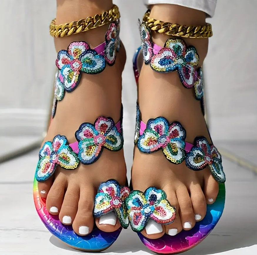 LAILA- Floral toe-loop sandals