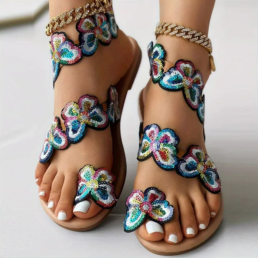 LAILA- Floral toe-loop sandals